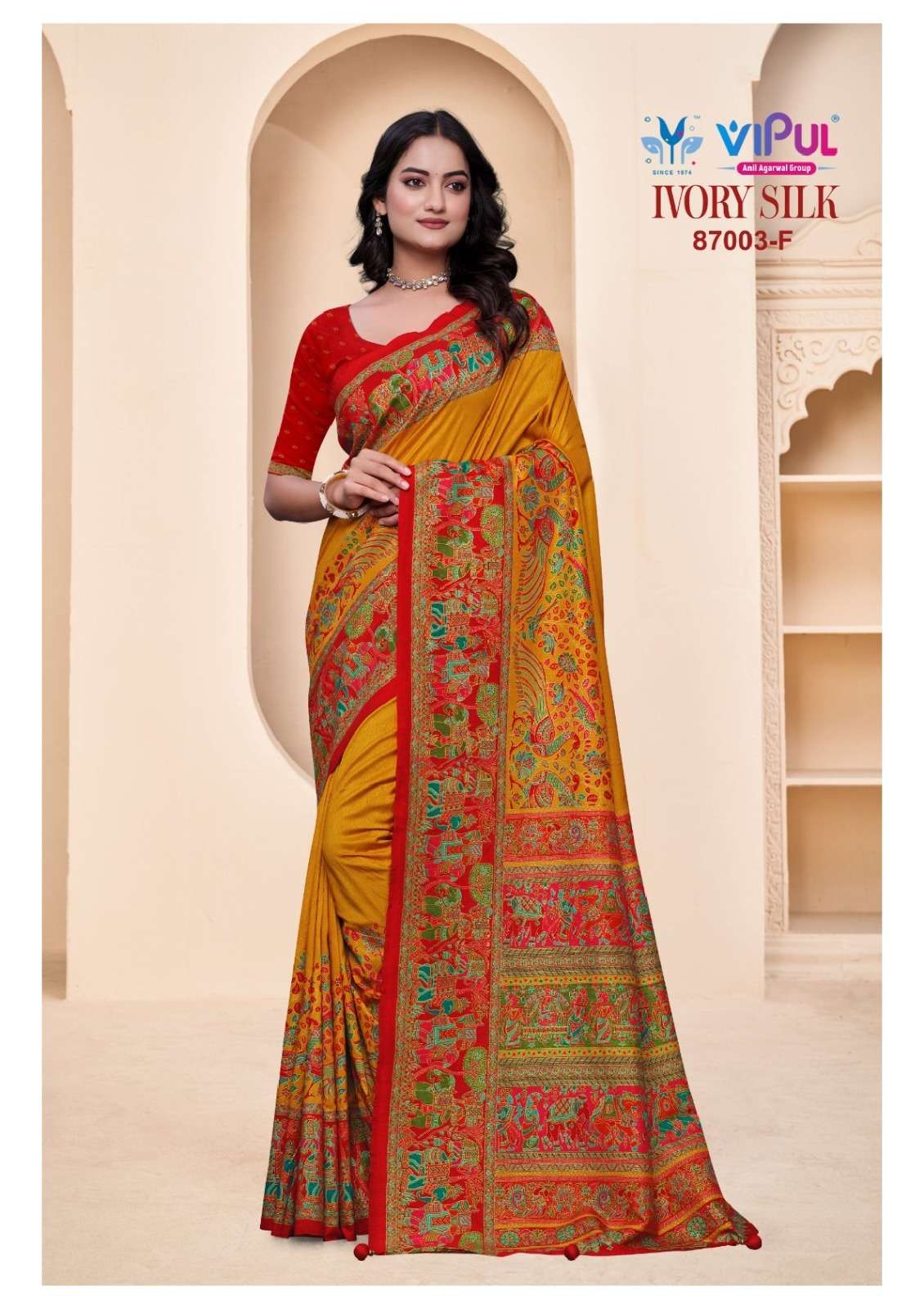 Vipul Fashion Ivory Silk Soft Silk Saree - Amrah Wholesale