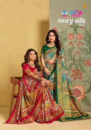 Vipul Fashion Ivory Silk Vol 16 Soft Silk Saree - Amrah Wholesale