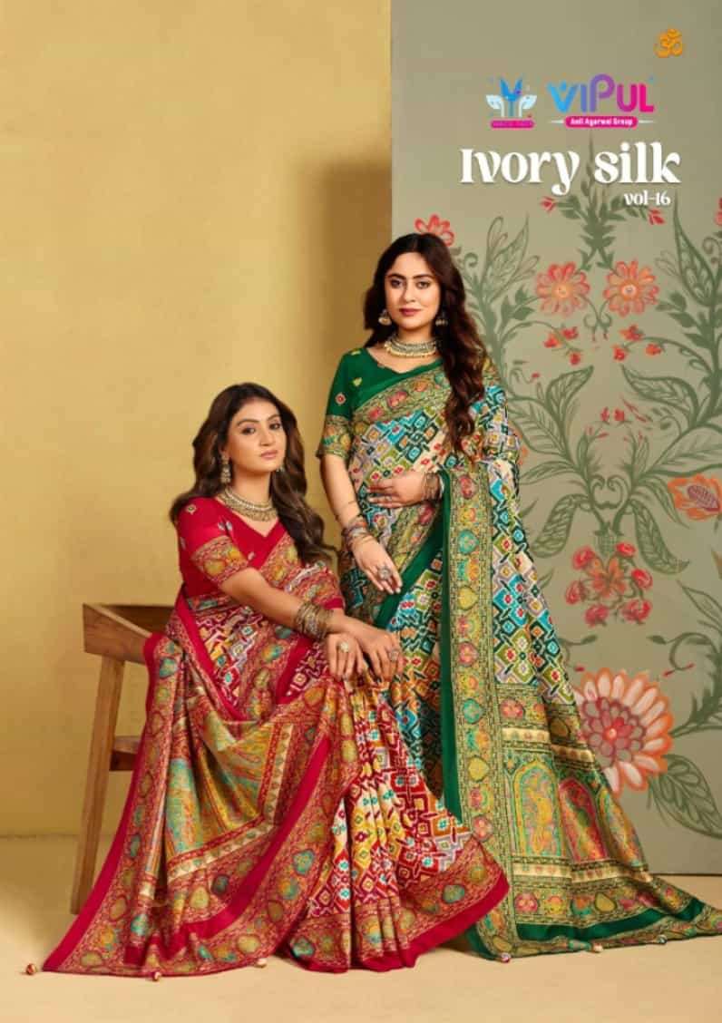 Vipul Fashion Ivory Silk Vol 16 Soft Silk Saree - Amrah Wholesale