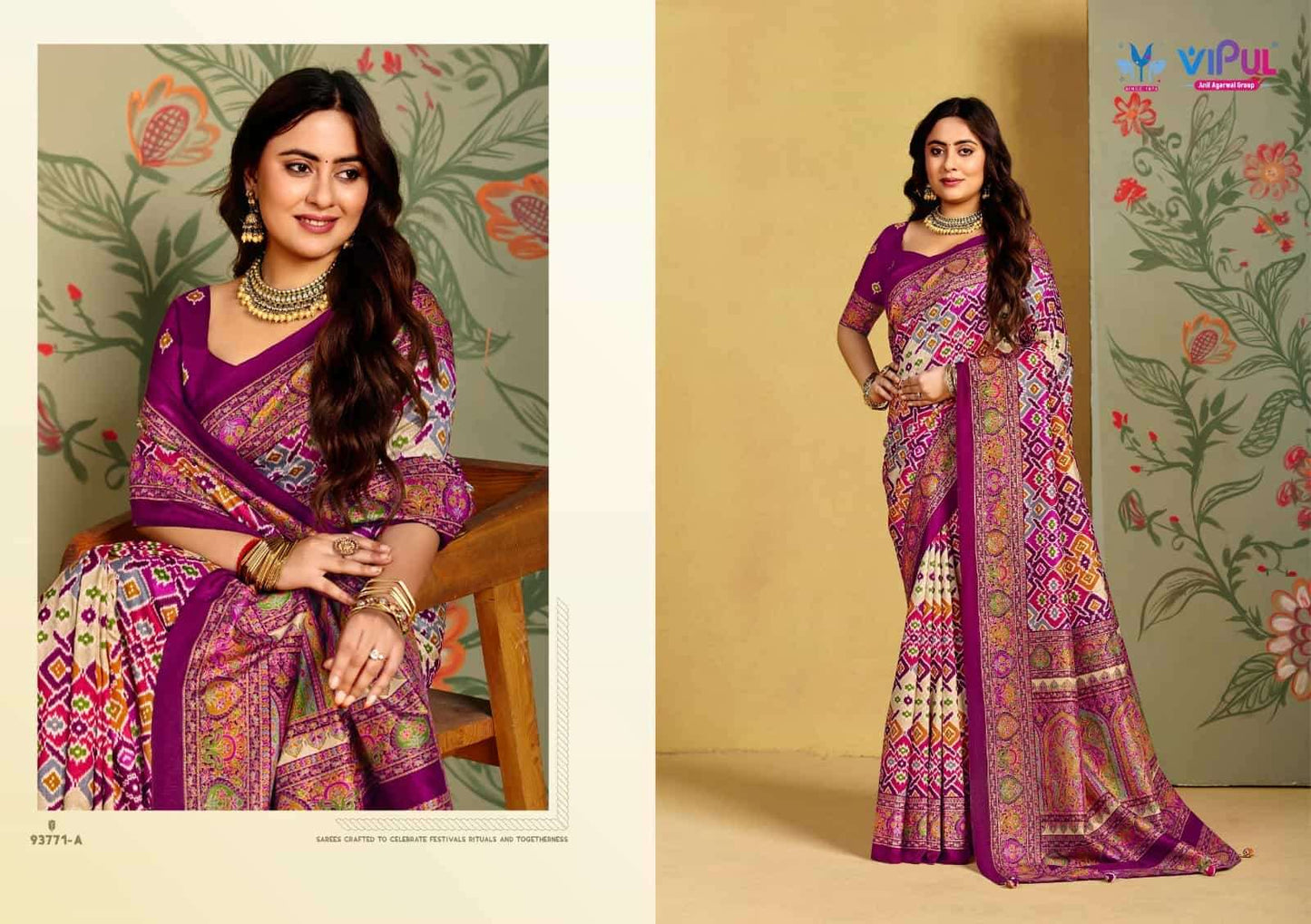 Vipul Fashion Ivory Silk Vol 16 Soft Silk Saree - Amrah Wholesale