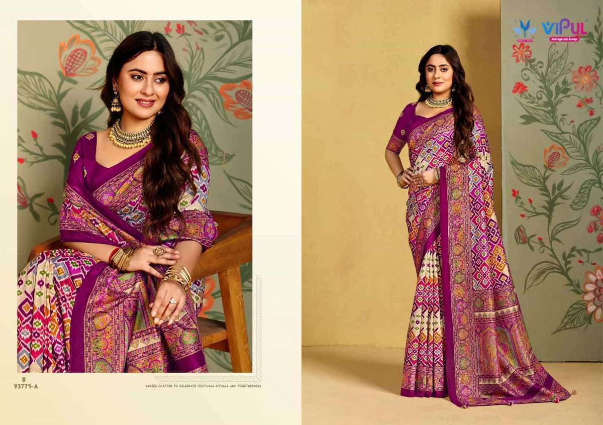 Vipul Fashion Ivory Silk Vol 16 Soft Silk Saree - Amrah Wholesale