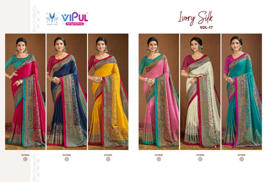 Vipul Fashion Ivory Silk Vol 17 Soft Silk Saree - Amrah Wholesale