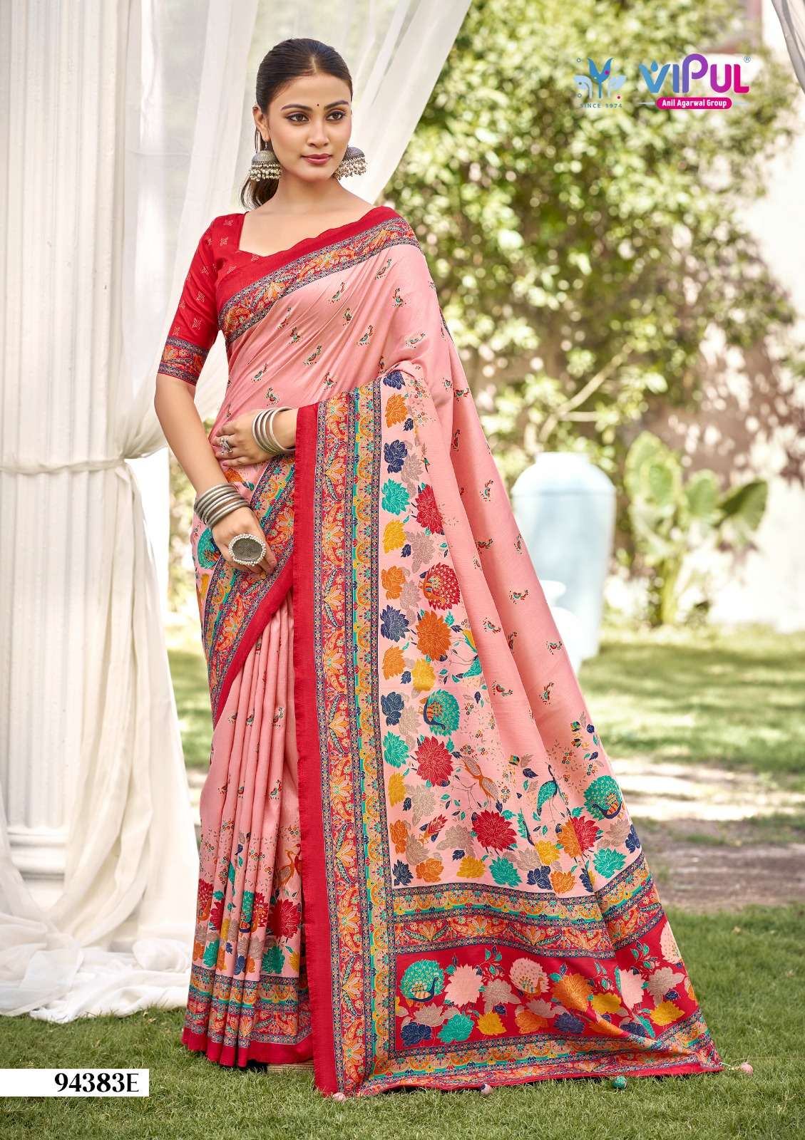 Vipul Fashion Ivory Silk Vol 21 Printed Foil Work Silk Saree - Amrah Wholesale