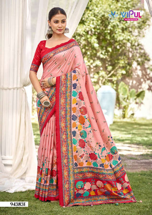 Vipul Fashion Ivory Silk Vol 21 Printed Foil Work Silk Saree