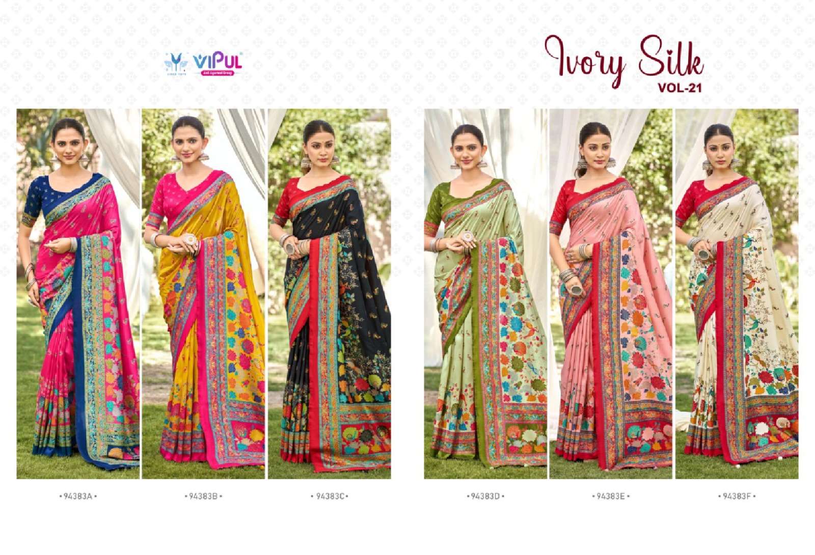 Vipul Fashion Ivory Silk Vol 21 Soft Silk Saree - Amrah Wholesale