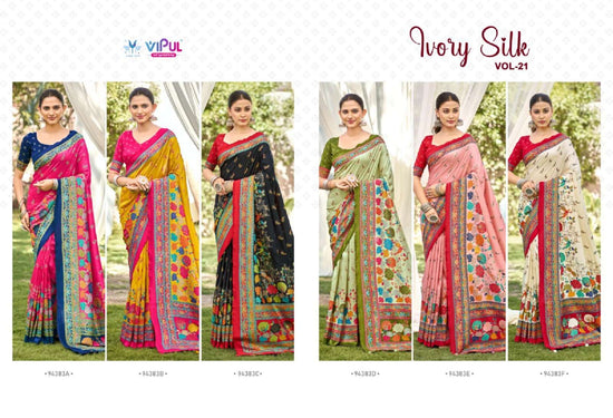 Vipul Fashion Ivory Silk Vol 21 Soft Silk Saree - Amrah Wholesale