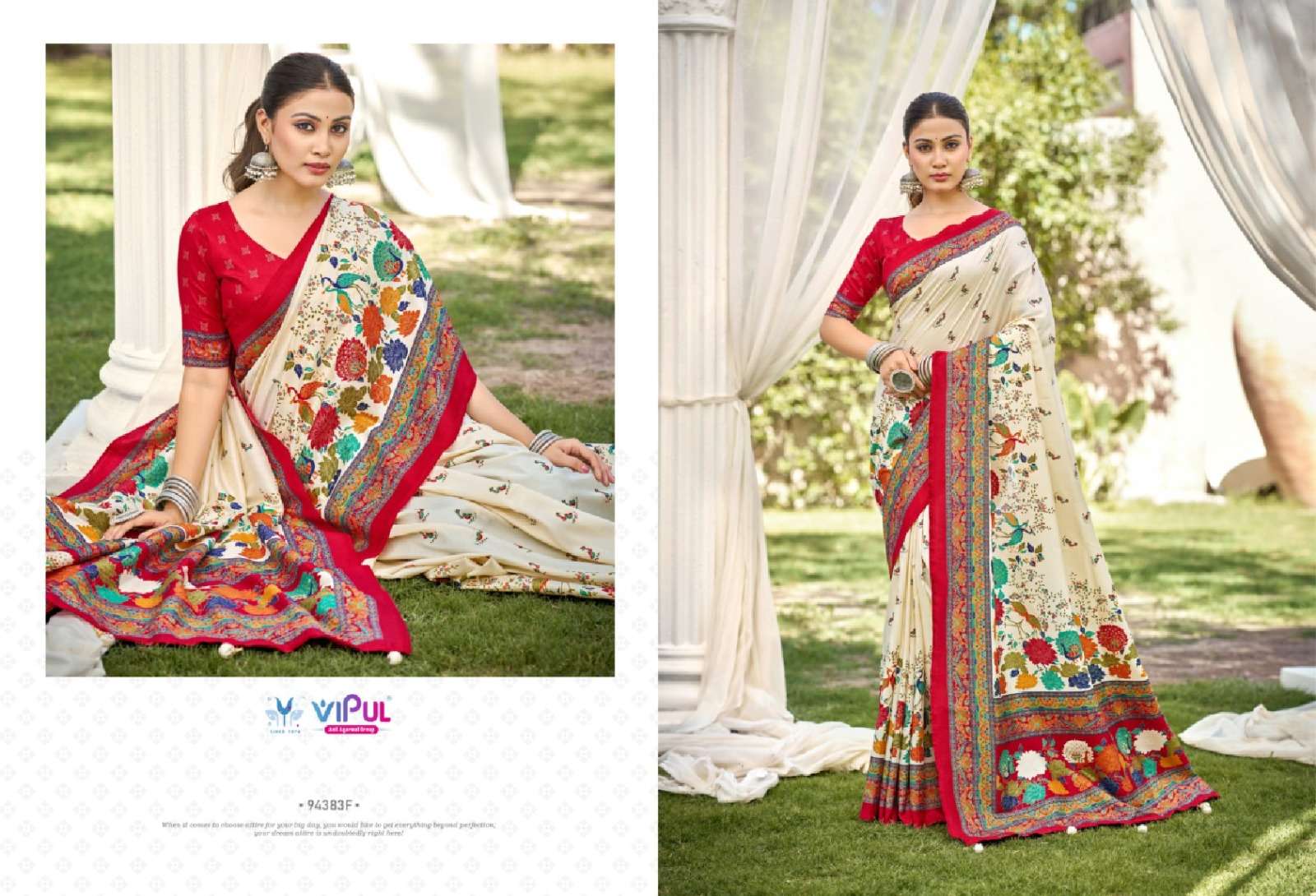 Vipul Fashion Ivory Silk Vol 21 Soft Silk Saree - Amrah Wholesale
