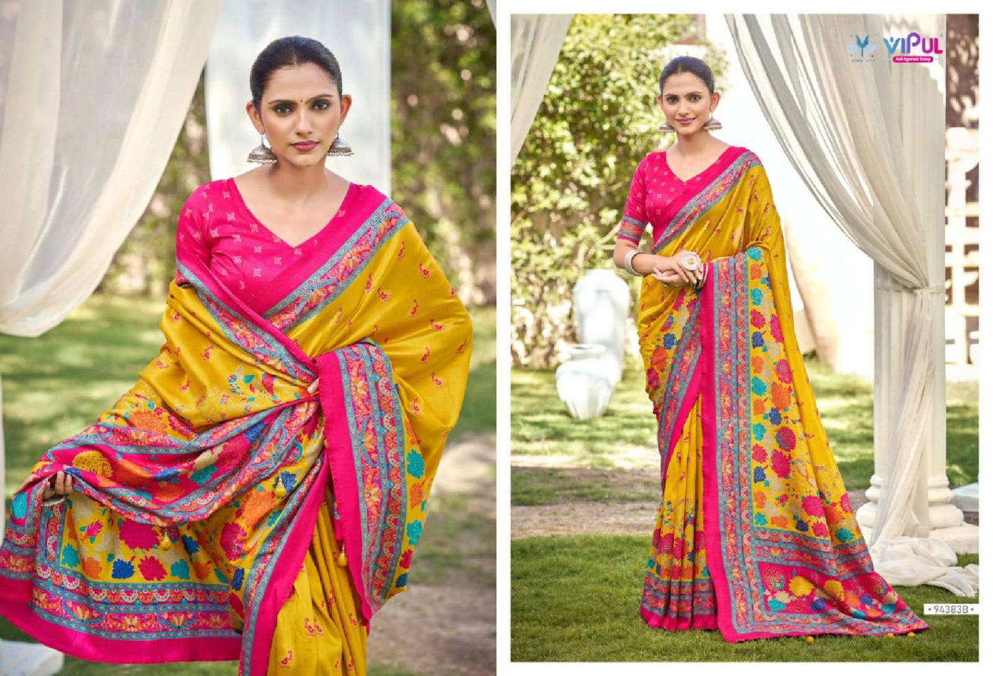 Vipul Fashion Ivory Silk Vol 21 Soft Silk Saree - Amrah Wholesale