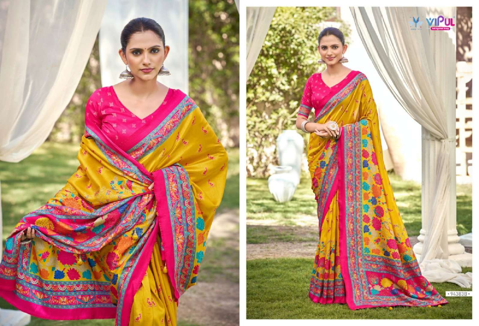 Vipul Fashion Ivory Silk Vol 21 Soft Silk Saree - Amrah Wholesale