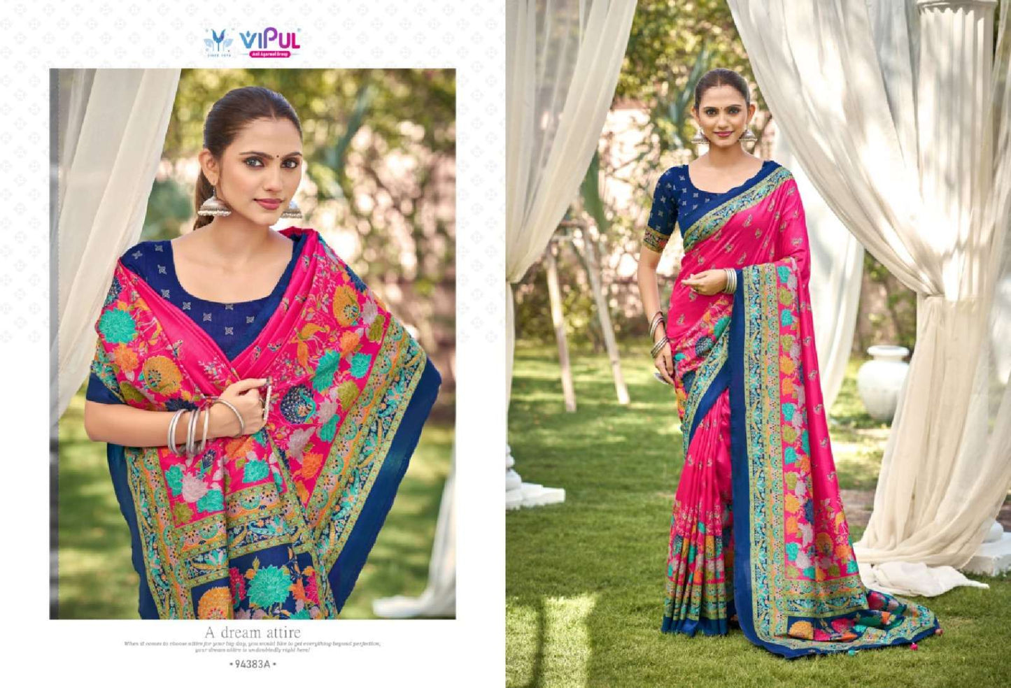 Vipul Fashion Ivory Silk Vol 21 Soft Silk Saree - Amrah Wholesale