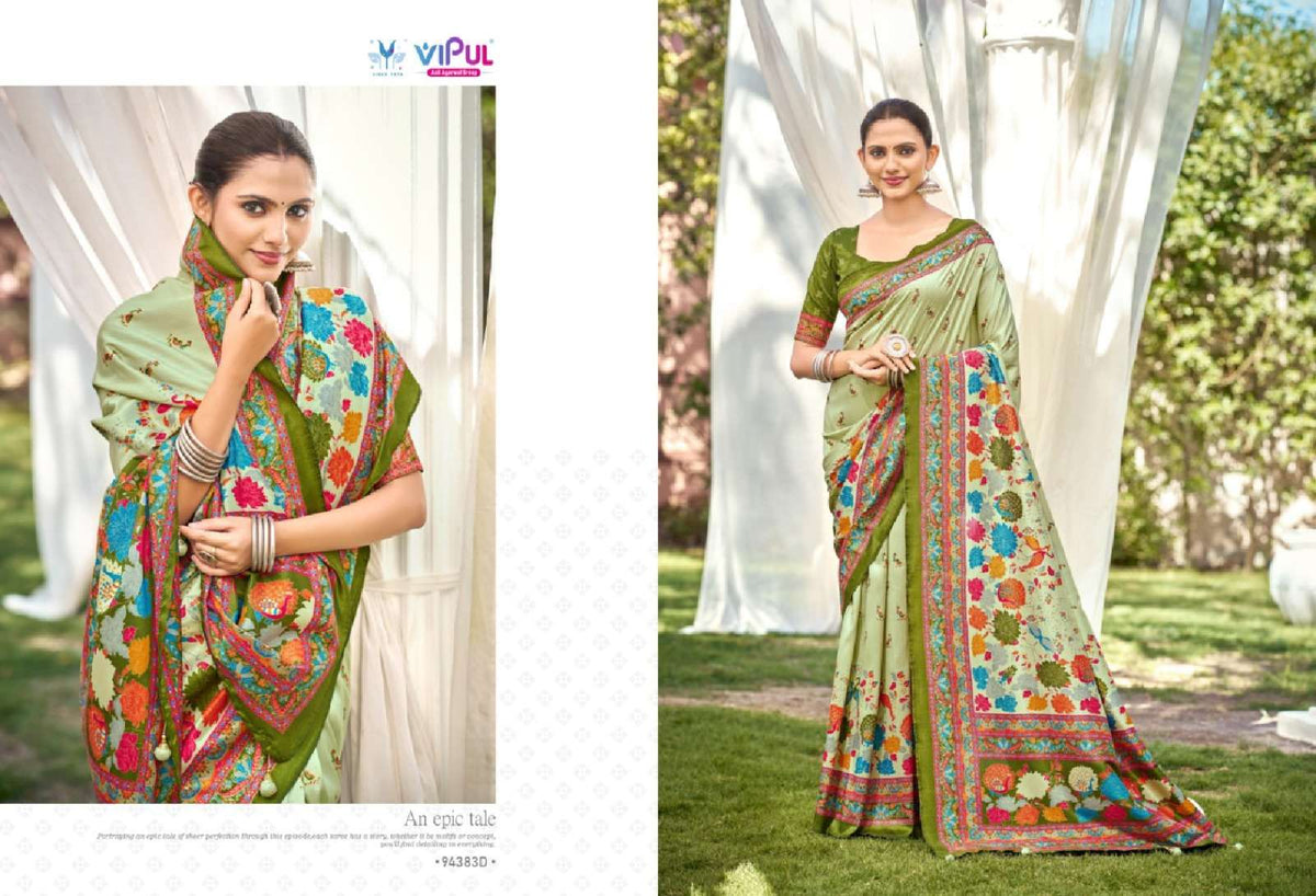 Vipul Fashion Ivory Silk Vol 21 Soft Silk Saree - Amrah Wholesale