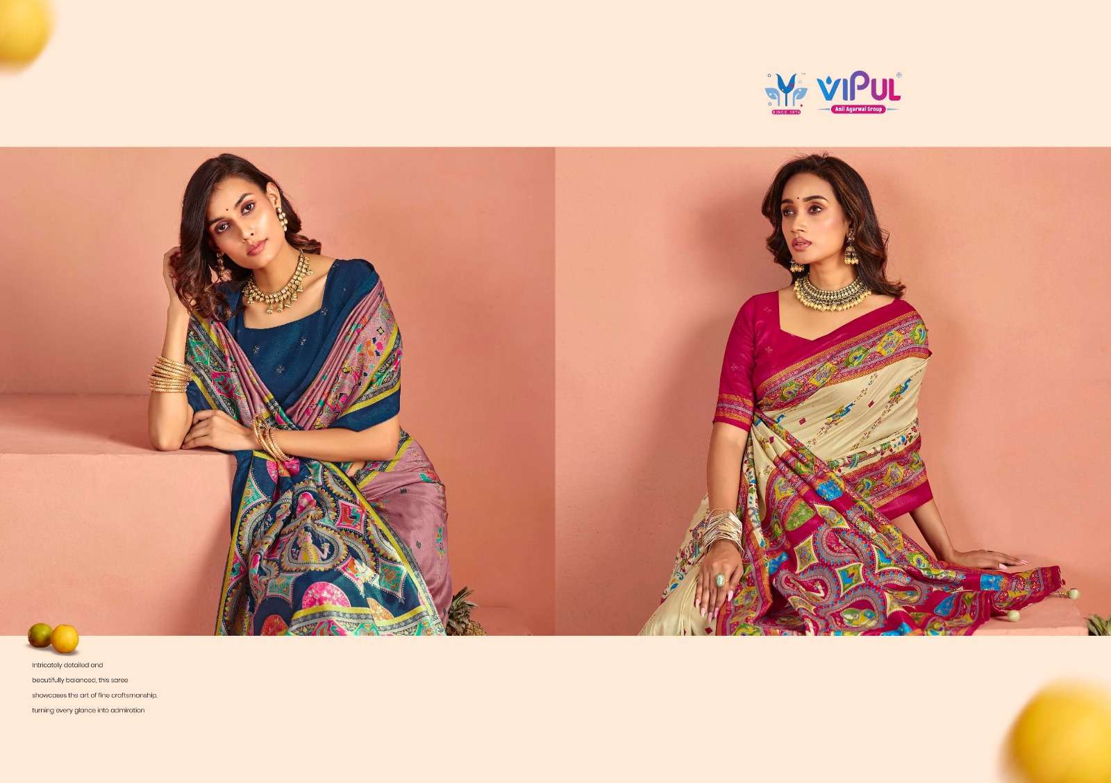 Vipul Fashion Ivory Silk Vol 22 Soft Silk Saree - Amrah Wholesale