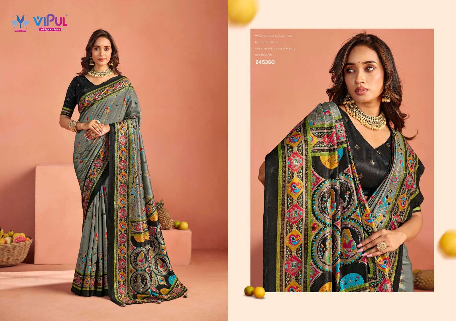 Vipul Fashion Ivory Silk Vol 22 Soft Silk Saree - Amrah Wholesale