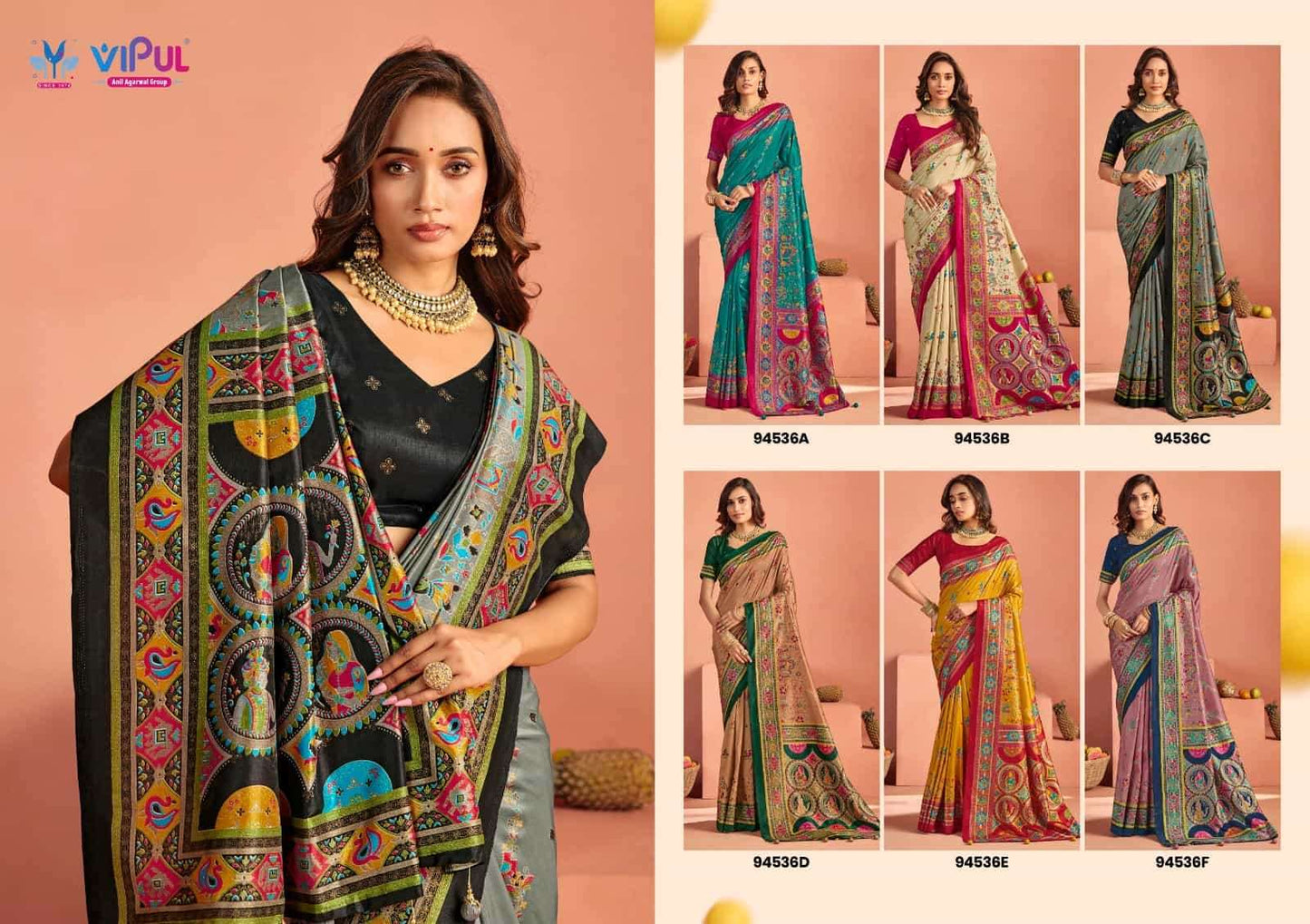 Vipul Fashion Ivory Silk Vol 22 Soft Silk Saree - Amrah Wholesale
