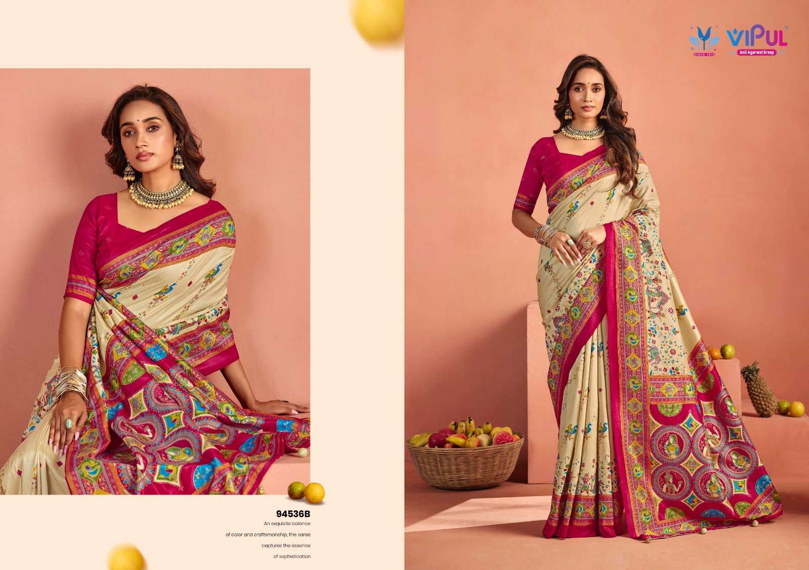 Vipul Fashion Ivory Silk Vol 22 Soft Silk Saree - Amrah Wholesale