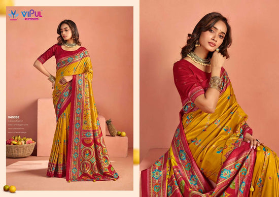 Vipul Fashion Ivory Silk Vol 22 Soft Silk Saree - Amrah Wholesale