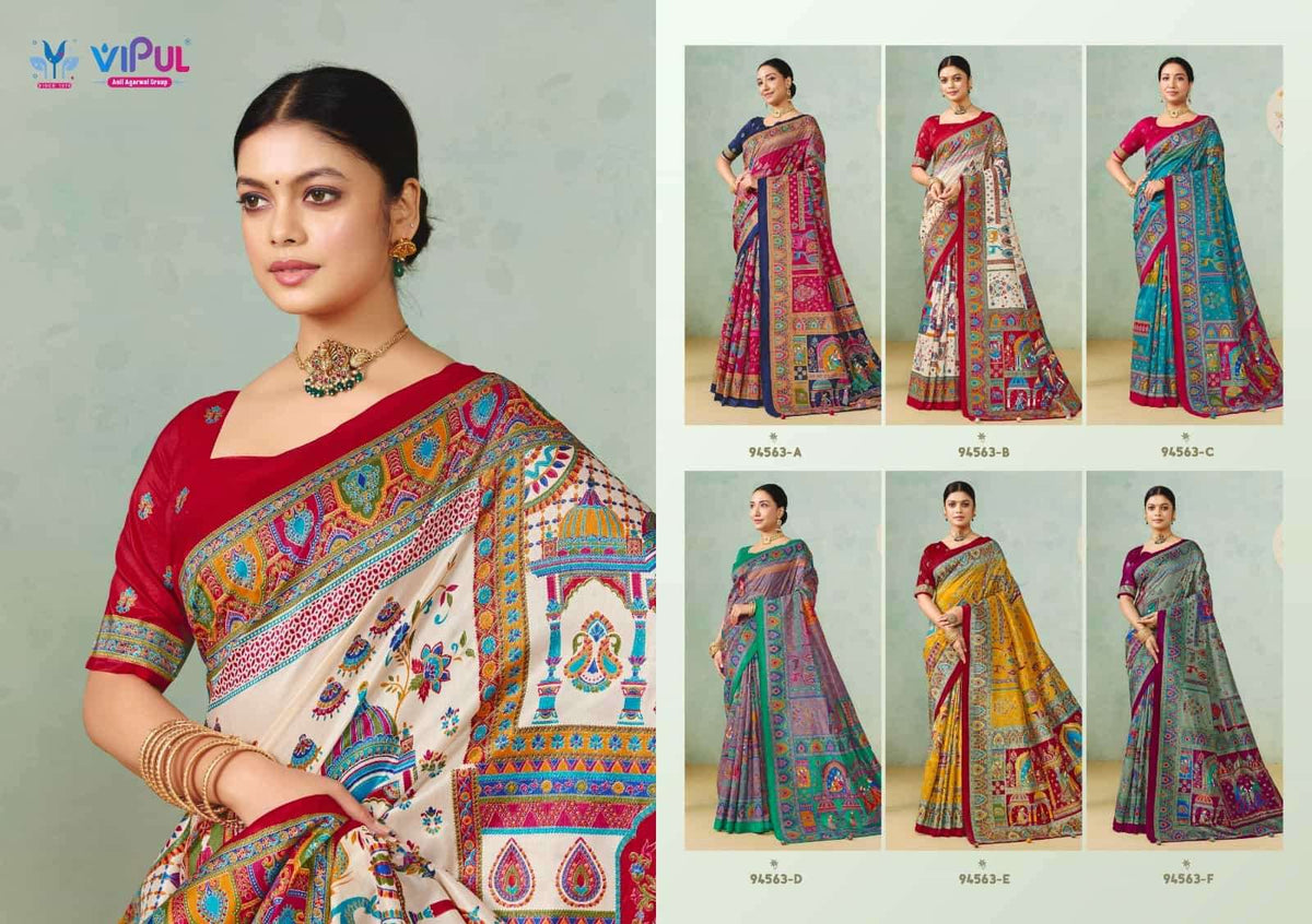 Vipul Fashion Ivory Silk Vol 23 Soft Silk Saree - Amrah Wholesale