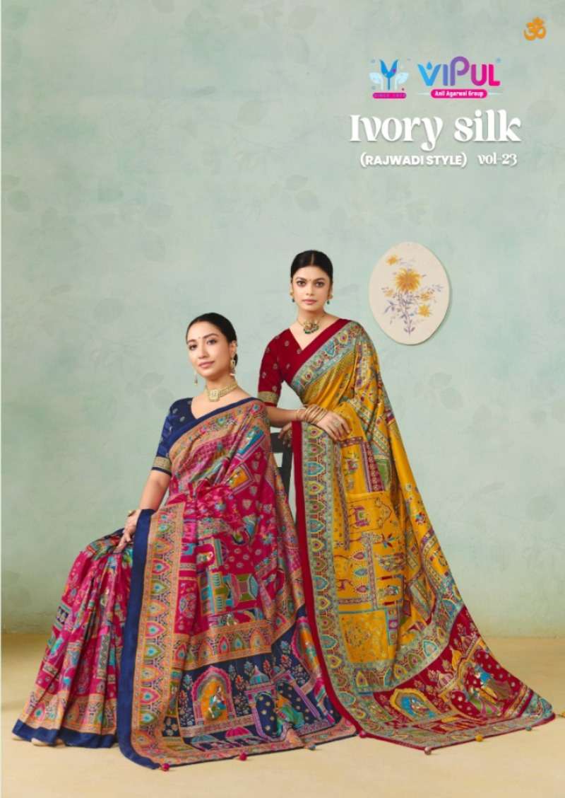 Vipul Fashion Ivory Silk Vol 23 Soft Silk Saree - Amrah Wholesale
