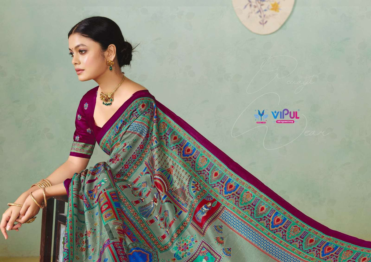 Vipul Fashion Ivory Silk Vol 23 Soft Silk Saree - Amrah Wholesale