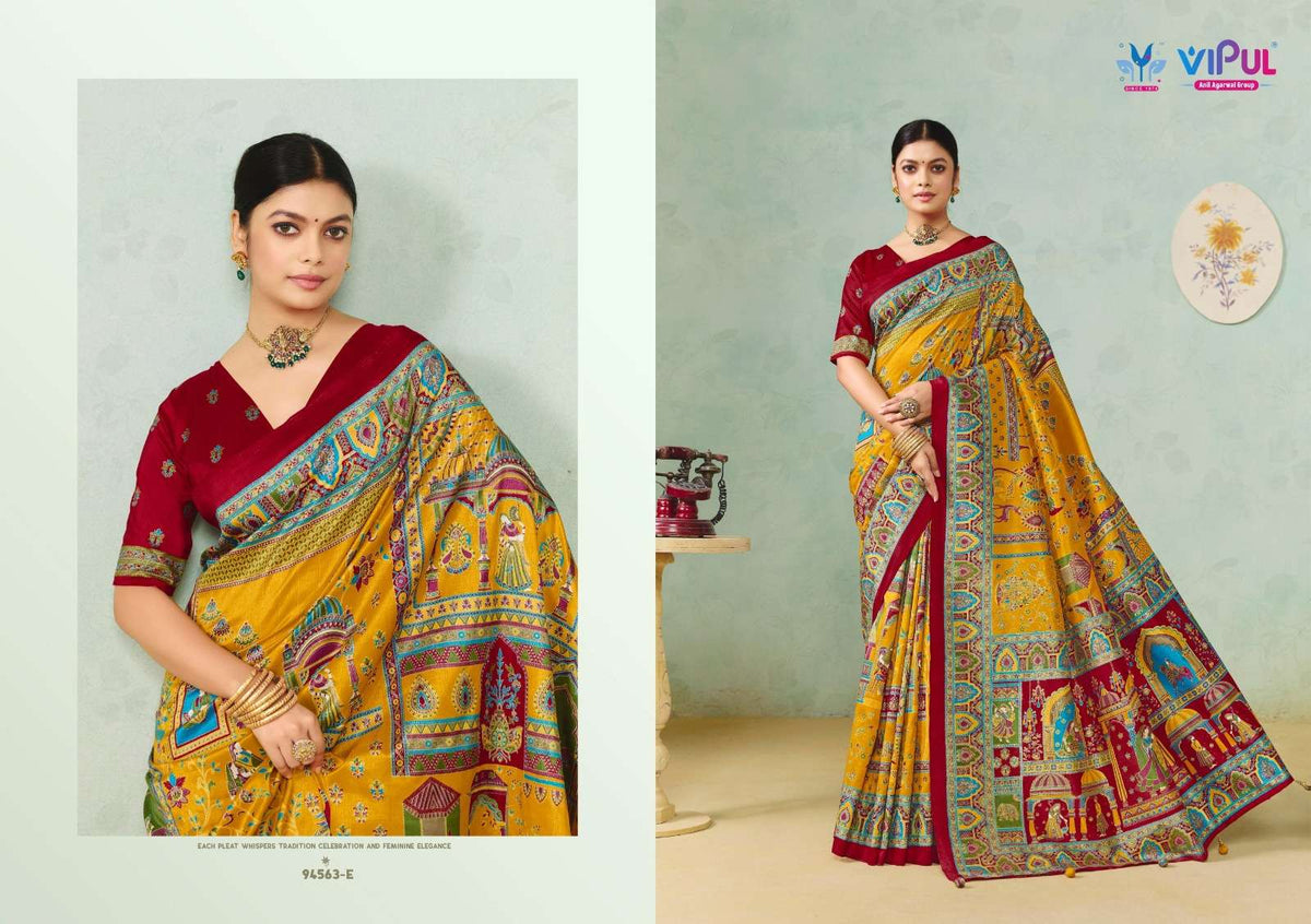 Vipul Fashion Ivory Silk Vol 23 Soft Silk Saree - Amrah Wholesale