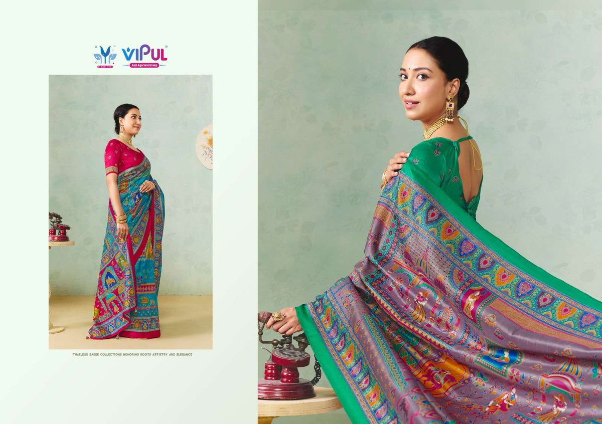 Vipul Fashion Ivory Silk Vol 23 Soft Silk Saree - Amrah Wholesale