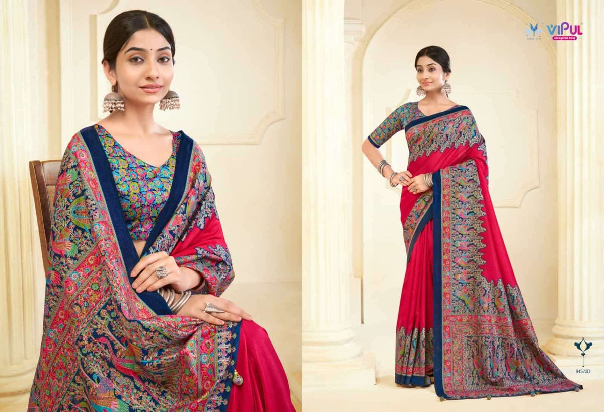 Vipul Fashion Ivory Silk Vol 24 Soft Silk Saree - Amrah Wholesale