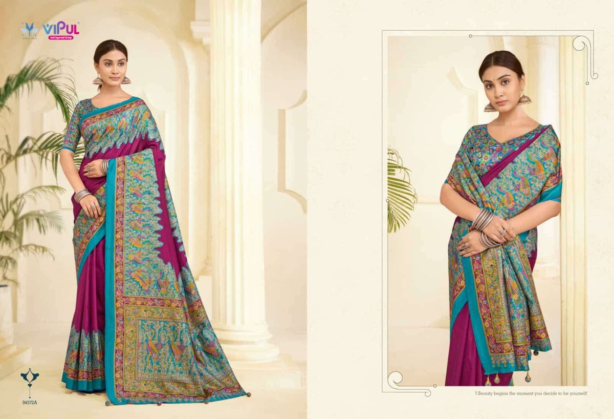 Vipul Fashion Ivory Silk Vol 24 Soft Silk Saree - Amrah Wholesale
