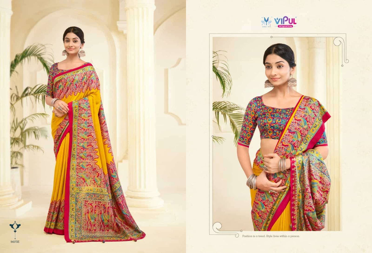 Vipul Fashion Ivory Silk Vol 24 Soft Silk Saree - Amrah Wholesale