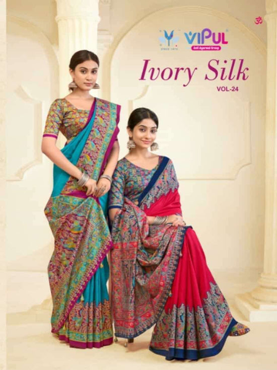 Vipul Fashion Ivory Silk Vol 24 Soft Silk Saree - Amrah Wholesale