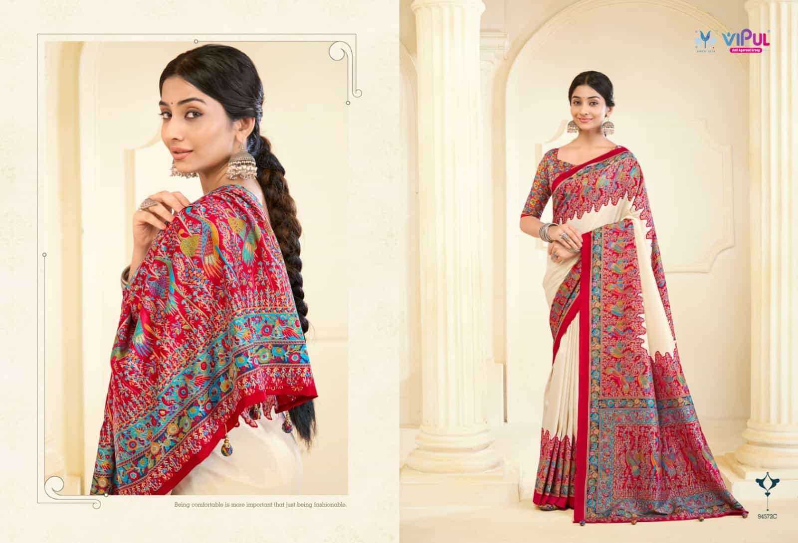 Vipul Fashion Ivory Silk Vol 24 Soft Silk Saree