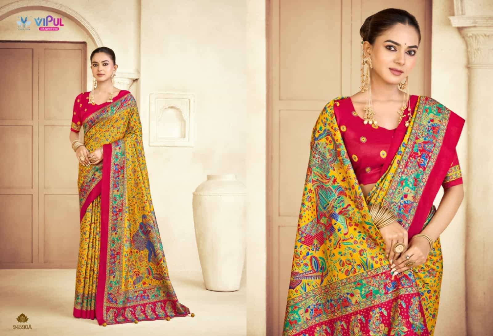 Vipul Fashion Ivory Silk Vol 25 Soft Silk Saree - Amrah Wholesale