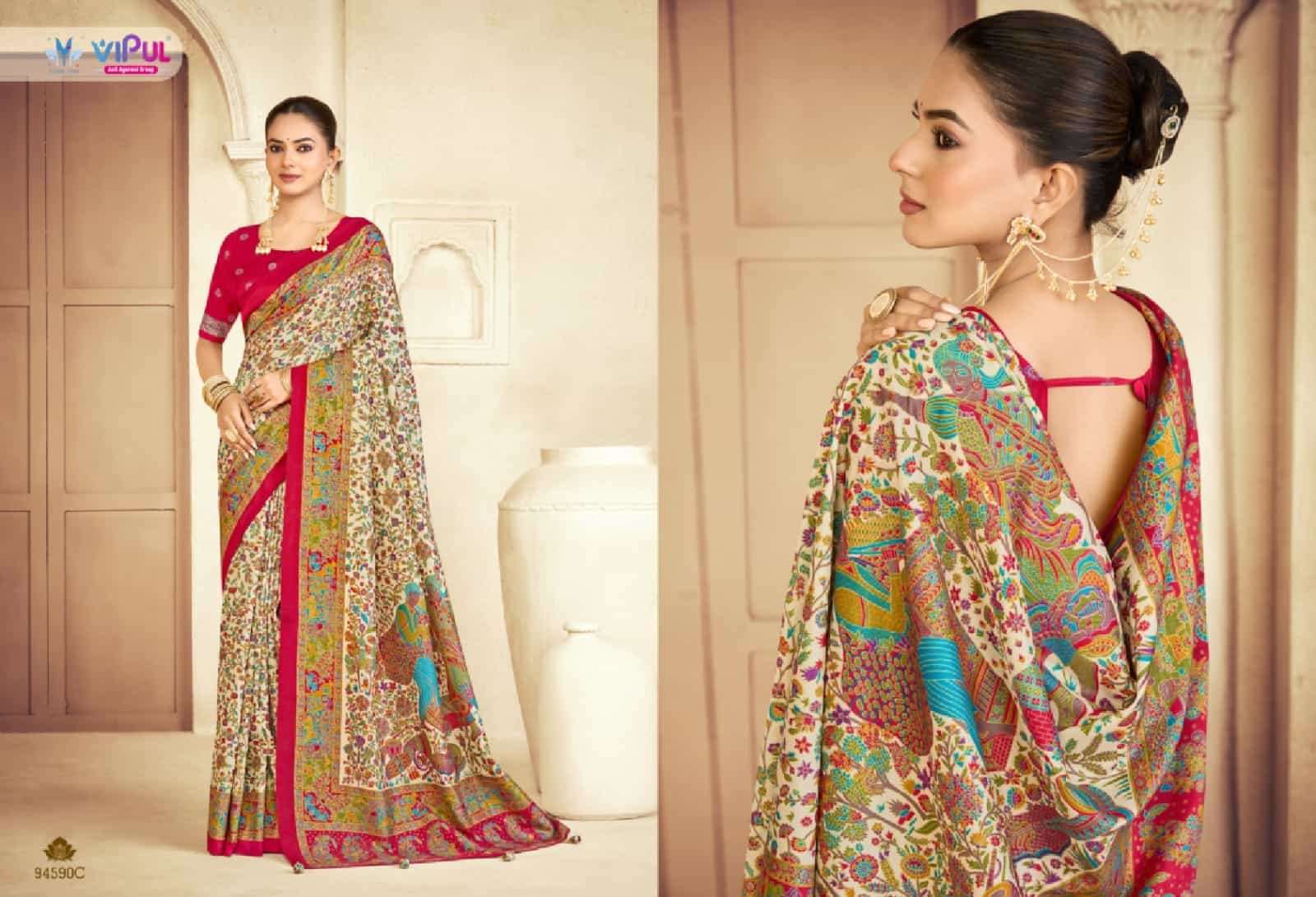 Vipul Fashion Ivory Silk Vol 25 Soft Silk Saree - Amrah Wholesale
