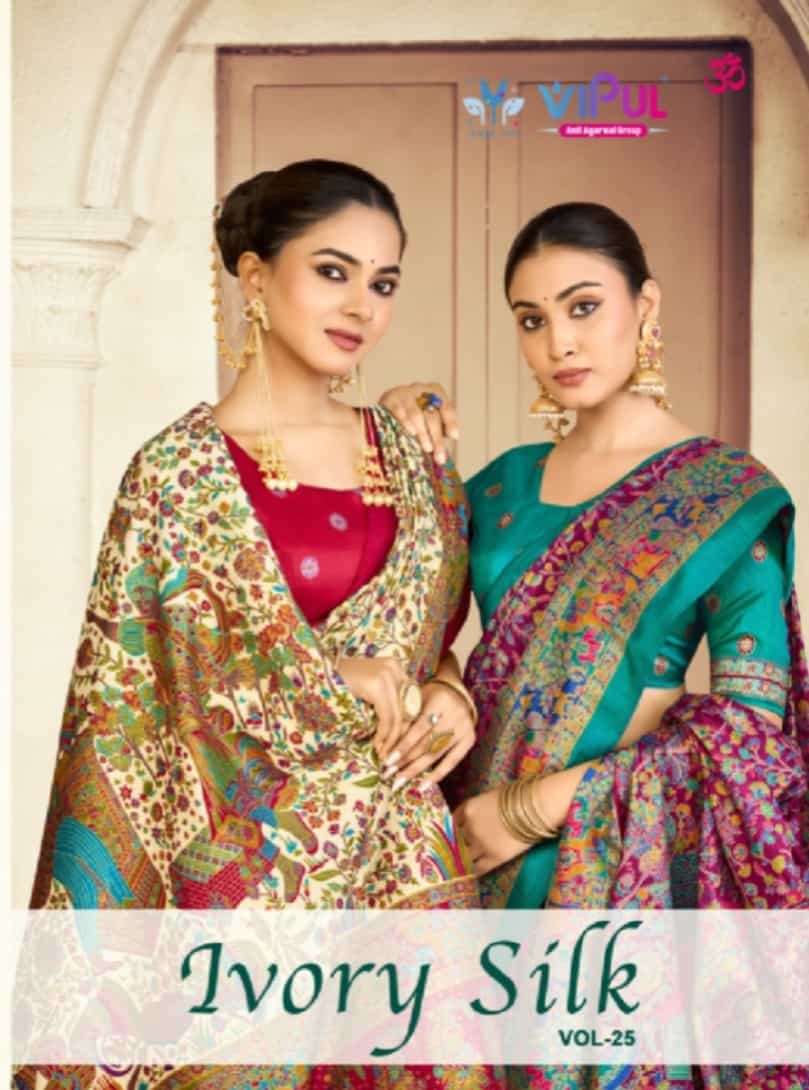 Vipul Fashion Ivory Silk Vol 25 Soft Silk Saree - Amrah Wholesale