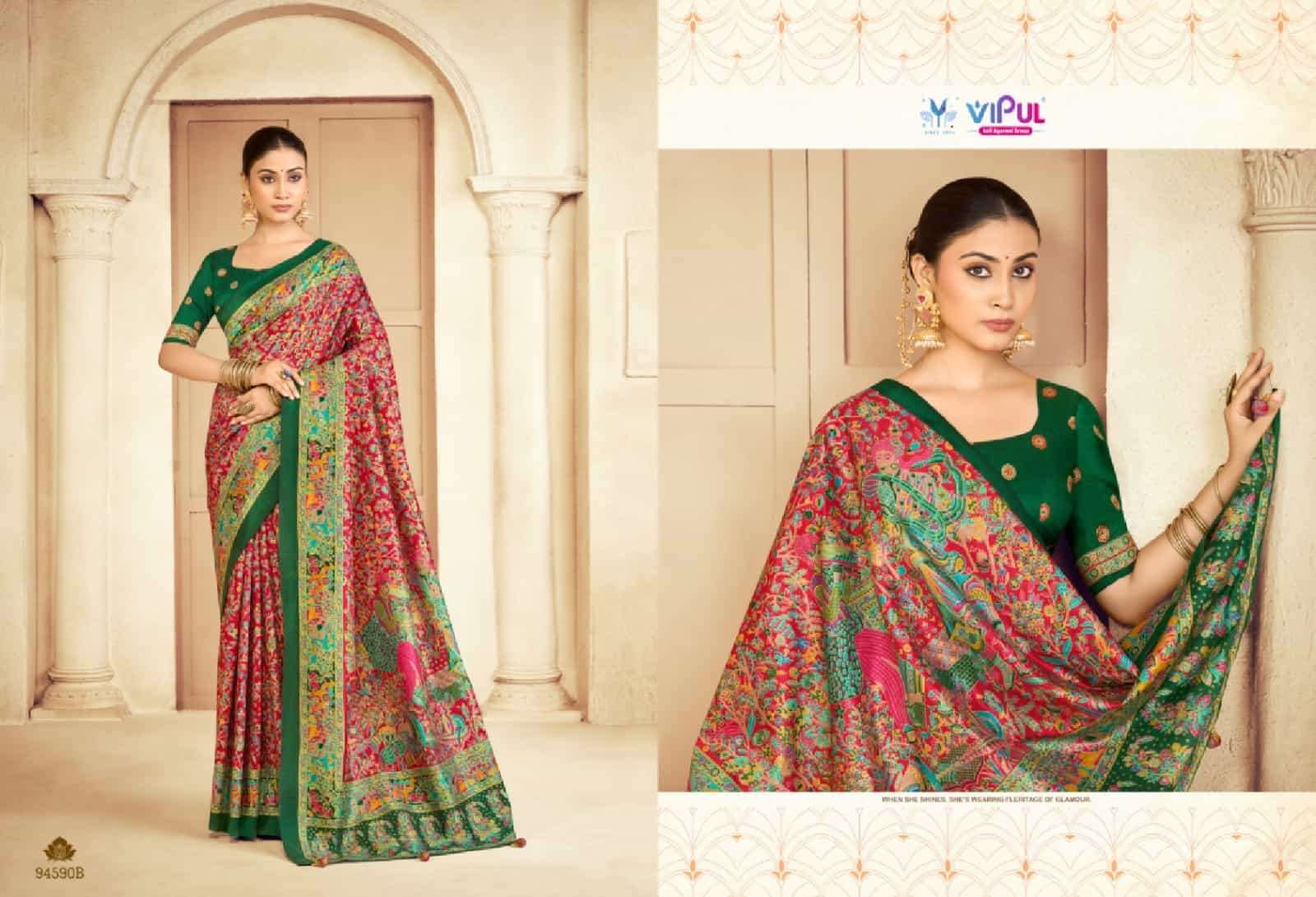 Vipul Fashion Ivory Silk Vol 25 Soft Silk Saree - Amrah Wholesale