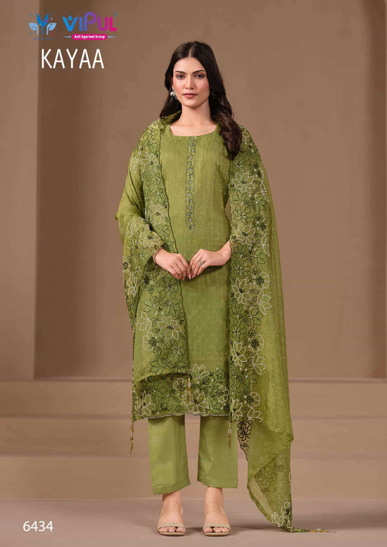 Vipul Fashion Kayaa Burberry Gold Designer Unstitched Dress Material