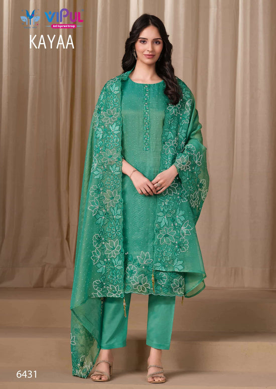 Vipul Fashion Kayaa Burberry Gold Designer Unstitched Dress Material