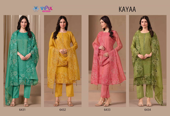 Vipul Fashion Kayaa Burberry Gold Designer Unstitched Dress Material