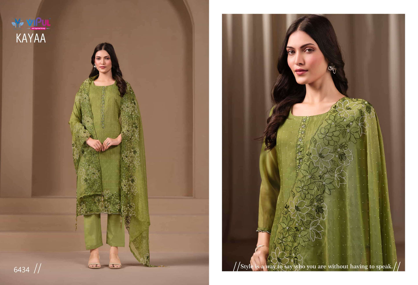 Vipul Fashion Kayaa Burberry Gold Designer Unstitched Dress Material