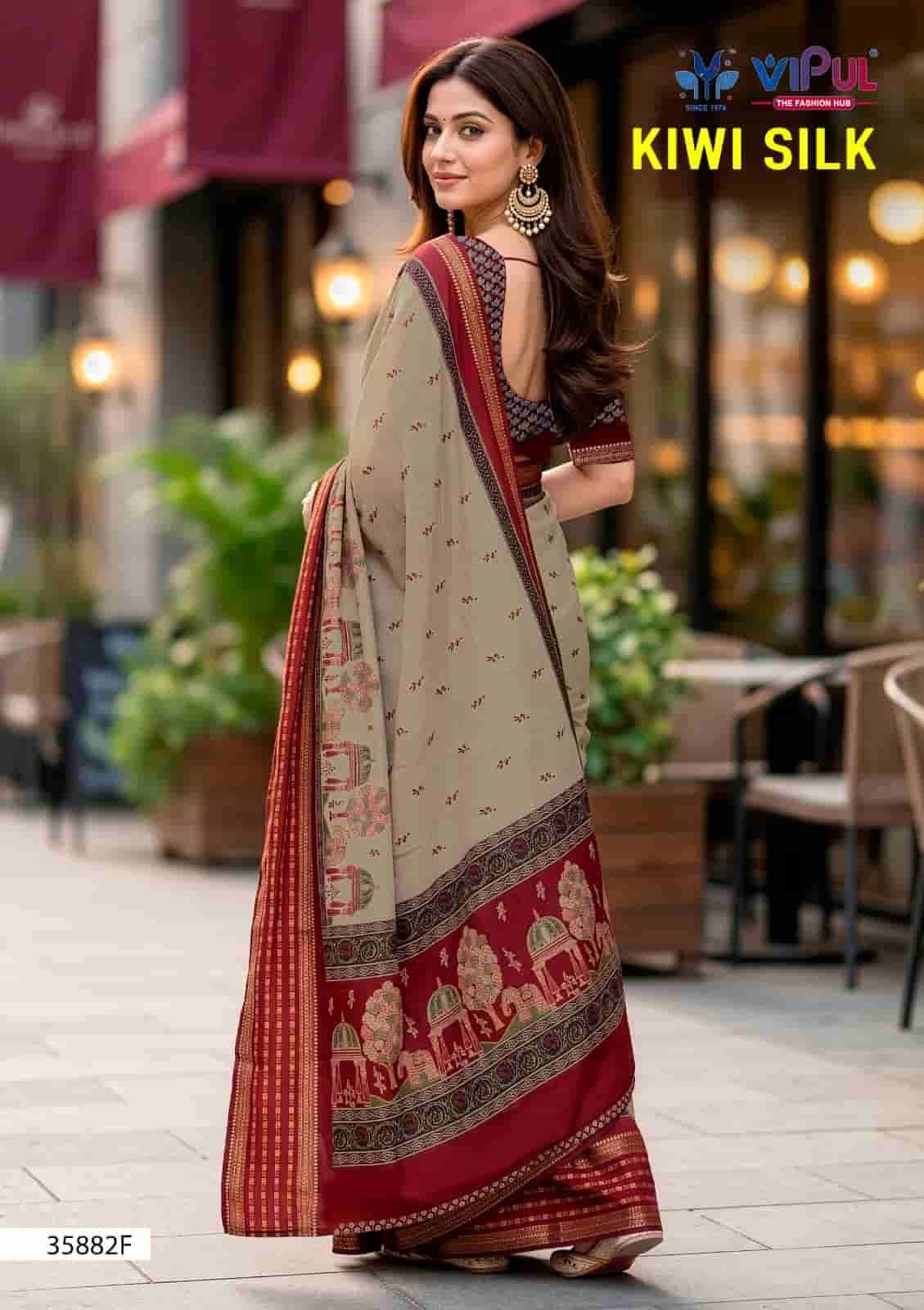 Vipul Fashion Kiwi Silk 35882 Colors Silk Crape Saree - Amrah Wholesale