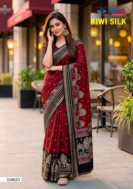 Vipul Fashion Kiwi Silk 35882 Colors Silk Crape Saree - Amrah Wholesale