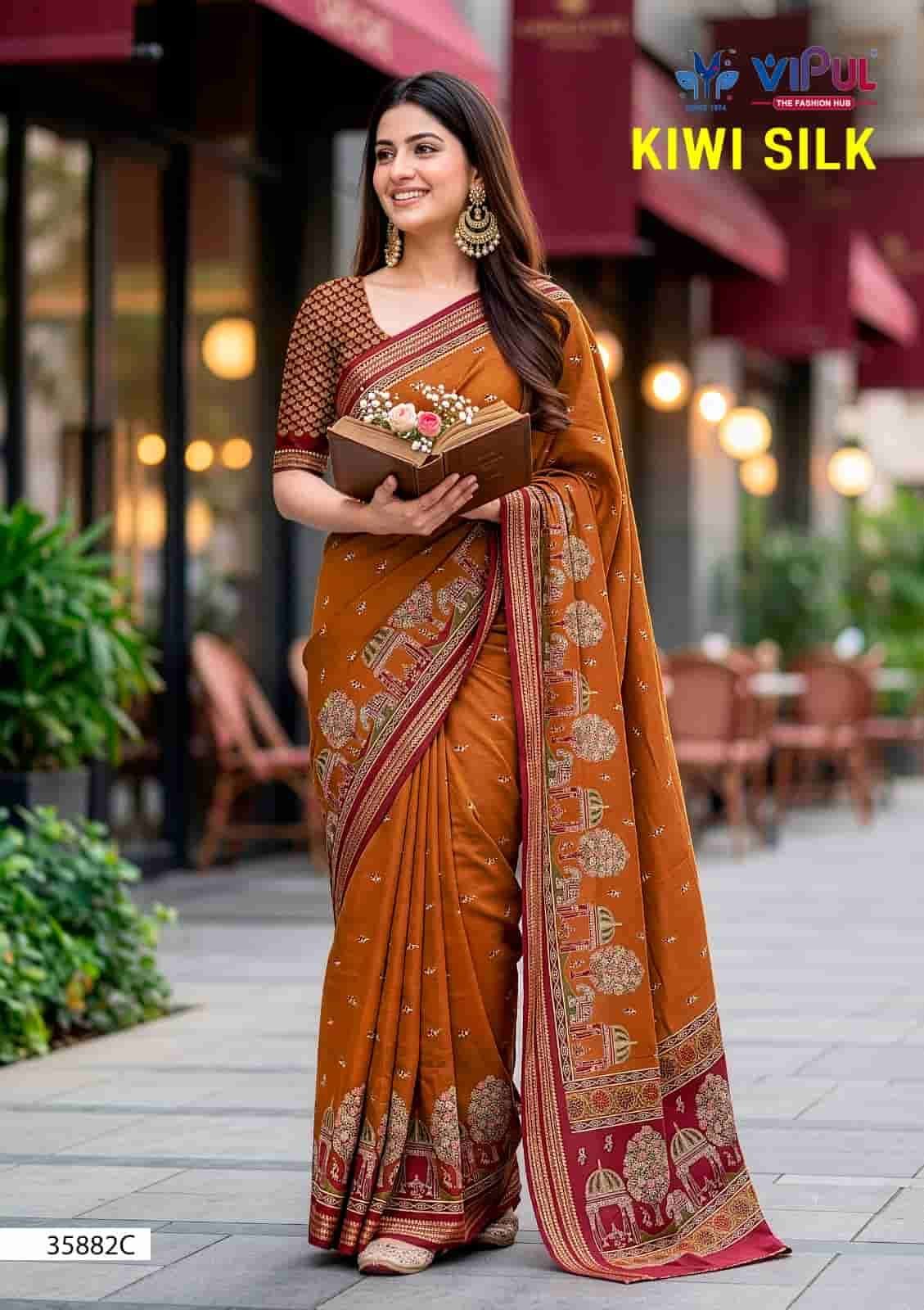 Vipul Fashion Kiwi Silk 35882 Colors Silk Crape Saree - Amrah Wholesale