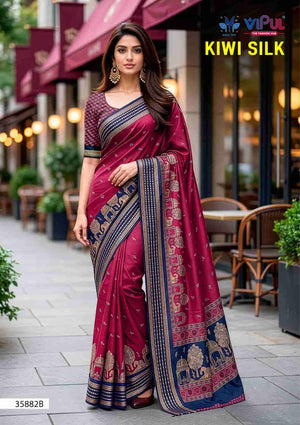 Vipul Fashion Kiwi Silk 35882 Colors Silk Crape Saree