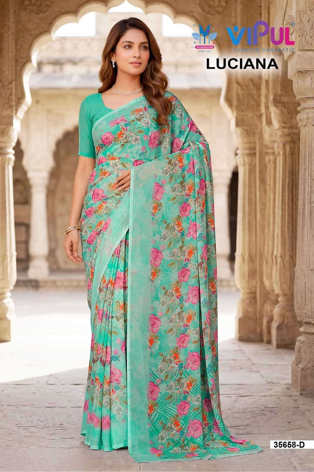 Vipul Fashion Luciana 35658 Colors Weightless Saree Wholesale