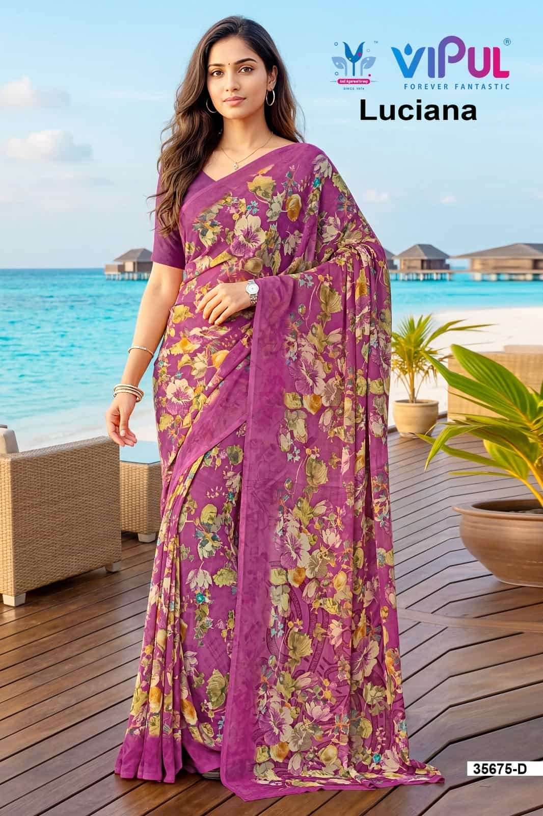 Vipul Fashion Luciana 35675 Colors Weightless Saree Wholesale