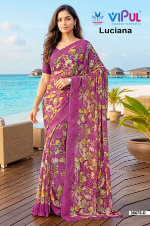 Vipul Fashion Luciana 35675 Colors Weightless Saree Wholesale
