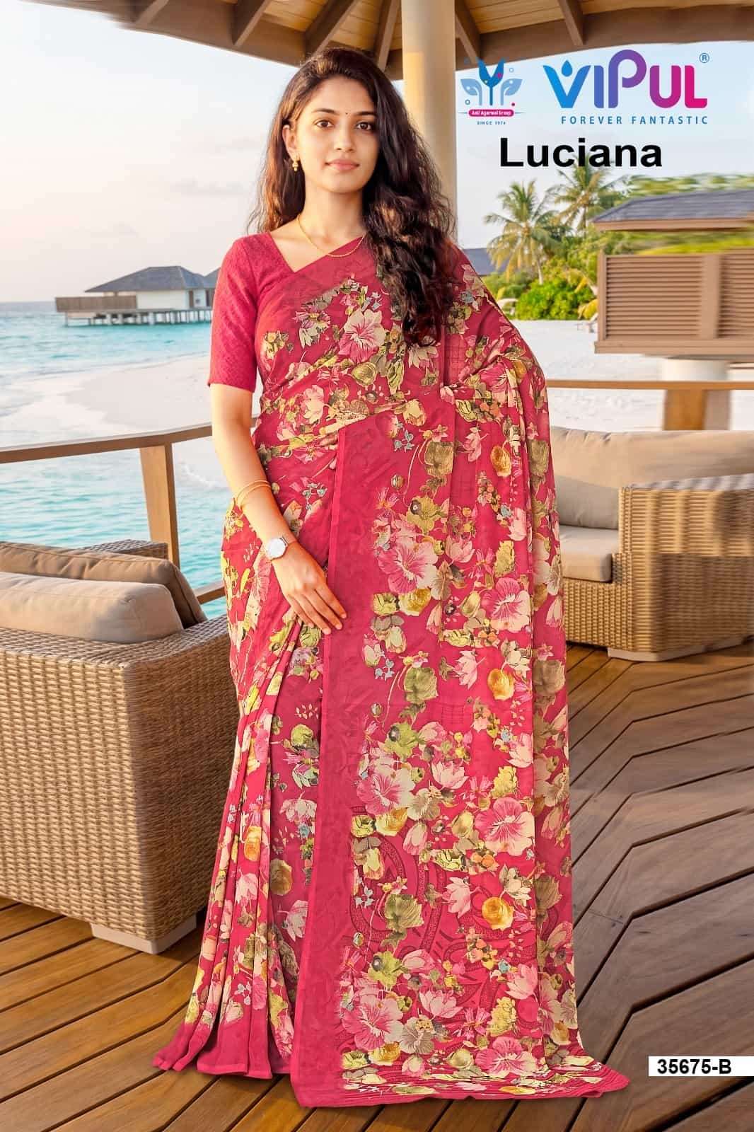Vipul Fashion Luciana 35675 Colors Weightless Saree Wholesale