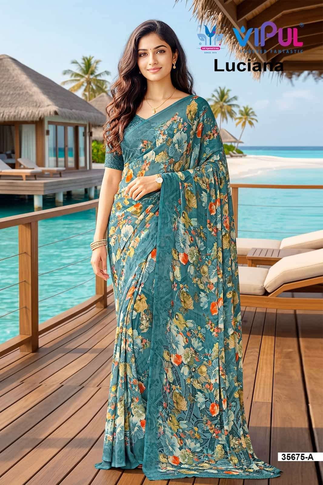 Vipul Fashion Luciana 35675 Colors Weightless Saree Wholesale