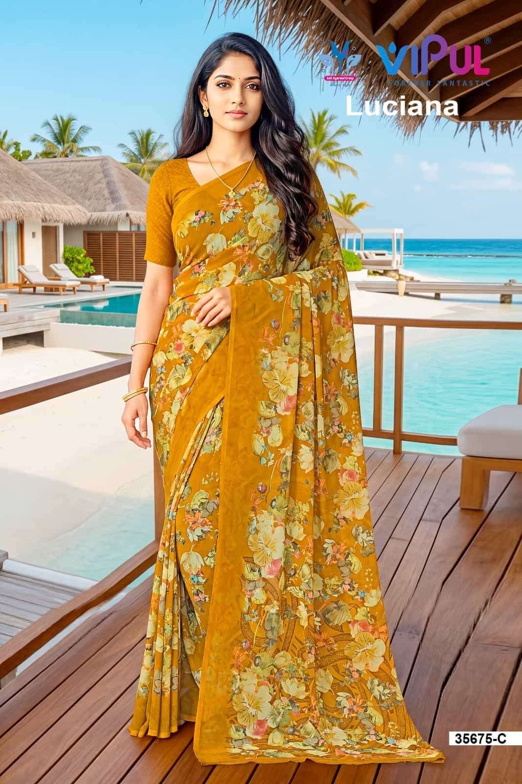 Vipul Fashion Luciana 35675 Colors Weightless Saree Wholesale