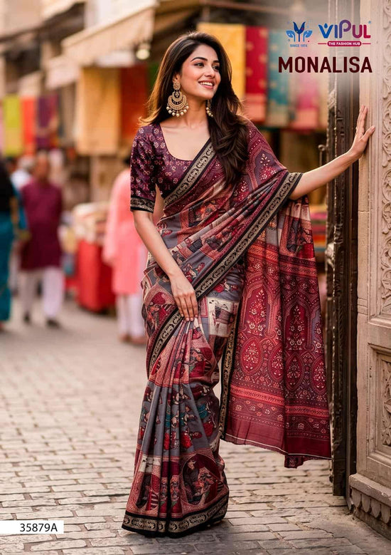 Vipul Fashion Monalisa 35879 Colors Mul Cotton Saree - Amrah Wholesale