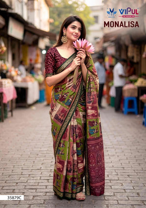 Vipul Fashion Monalisa 35879 Colors Mul Cotton Saree